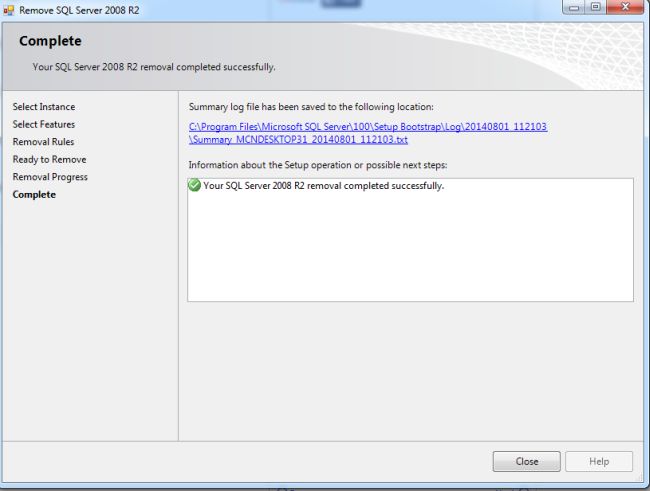 Instance UnInstallation Successfull